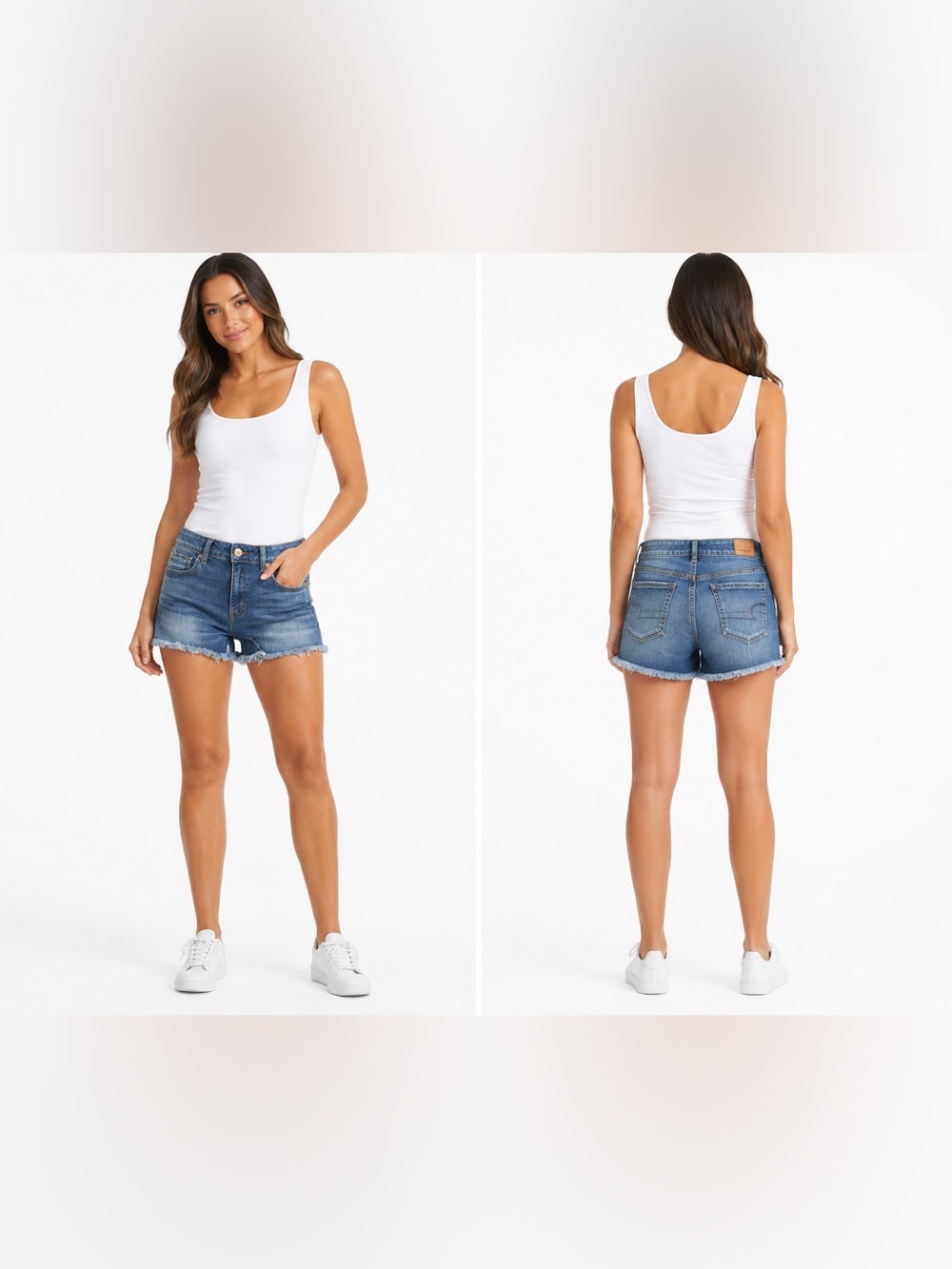 American Eagle Super Stretch Frayed Denim Shorts Size 6